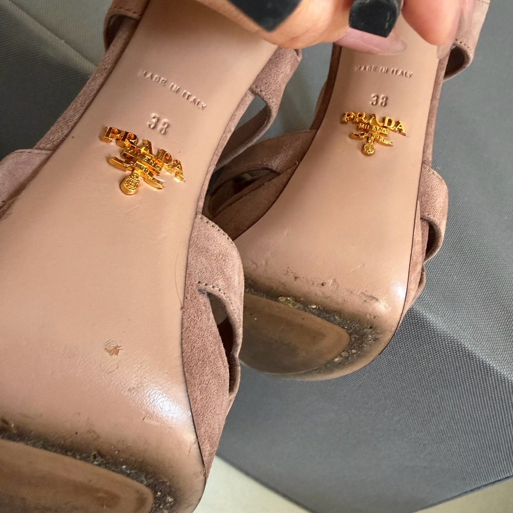 Authentic Prada rose pink Suede Platform High-Heel Sandals size 38 - Picture 5 of 7